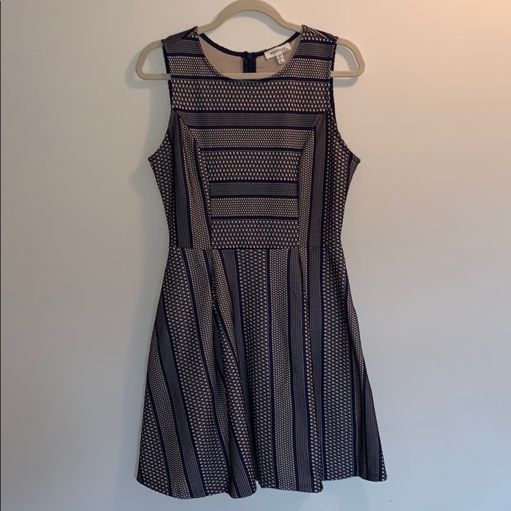 Navy and cream cocktail dress